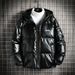 Men's Clothing Men's Clothing, Glossy Fabric, Down Filled Cotton Coat, Trendy Brand, Cropped Style, Heavy And Fluffy, US Letter Pattern Jacket._viptrois.com