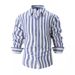 Men's Clothing Spring And AutumnNew Men's Yarn Dyed Striped Cotton And Linen Casual Loose Long Sleeved Shirt_viptrois.com