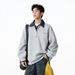 American Style Heavyweight Two Piece Half Zip Polo Collar Sweatshirt For Men, Autumn Trendy Color Blocked Sports Casual Pullover Wholesale._viptrois.com
