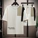 Men's Clothing Casual Sports Suit Trendy Summer Versatile Loose Round Neck T-shirt_viptrois.com
