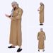 New Muslim Robe Standing Collar Solid Color Arab Long Style Ethnic Men's Clothing_viptrois.com