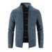 Men's Fleece-Lined Knit Cardigan - Warm Winter Stand Collar Sweater For Teenagers & Young Adults (Multiple Colors & Sizes)_viptrois.com