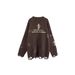 Trendy Couple's Distressed Letter Sweater - Oversized Pullover With Jacquard Design For Streetwear Lovers (Black/Brown, M-2xl)_viptrois.com