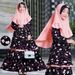 Mother & Kids Girls children's spring and autumn style long sleeved round neck dress + headscarf two piece children's clothing_viptrois.com