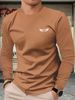 Men's Long Sleeved Round Neck Black T-shirt Top Loose 100 Cotton_viptrois.com