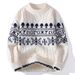 Pure Fair Isle 2025 Autumn And Winter Thickened Warm Knitted Men's Youth Christmas Jacquard Sweater_viptrois.com