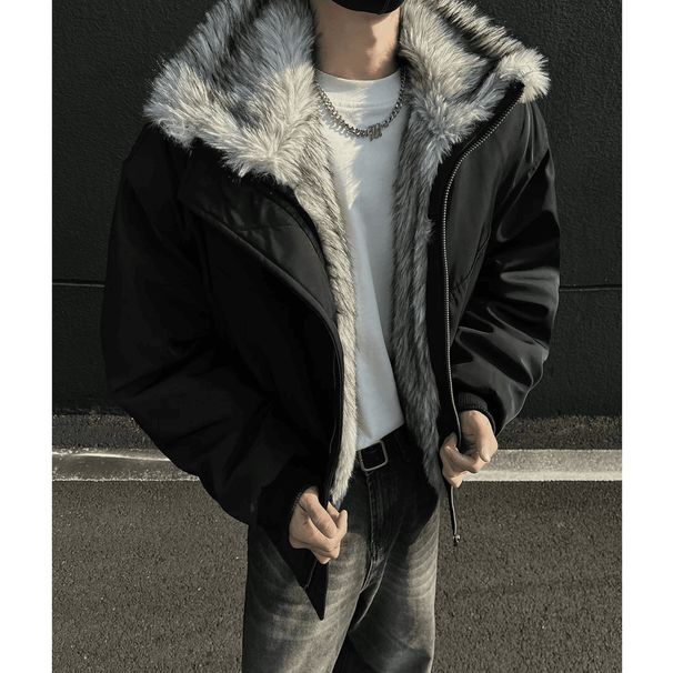 Men's Clothing Zuoshan Diao Men's Cotton Padded Jacket With Hooded Fur Collar, High End Plush And Thickened Men's Cotton Padded Jacket_viptrois.com
