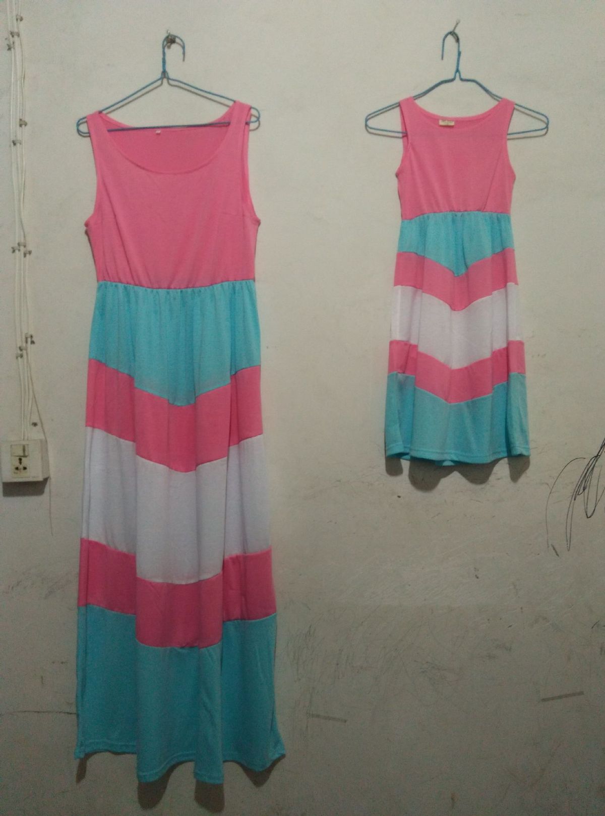 Foreign Trade Parent Child Dress Knitted Parent Child Dress Spliced Parent Child Dress_viptrois.com