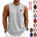Men's Sleeveless T-Shirt Loose Fit Casual Trendy Training Fitness Printed Logo American Style Vest_viptrois.com