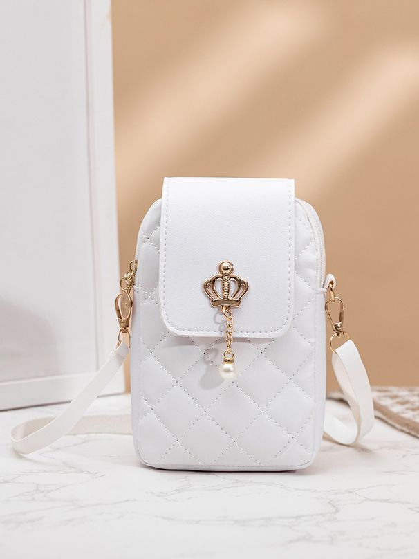 Women's New Crown Pearl Pendant Crossbody Bag - Elegant Quilted Embroidery Phone Purse For Women (Stylish)_viptrois.com
