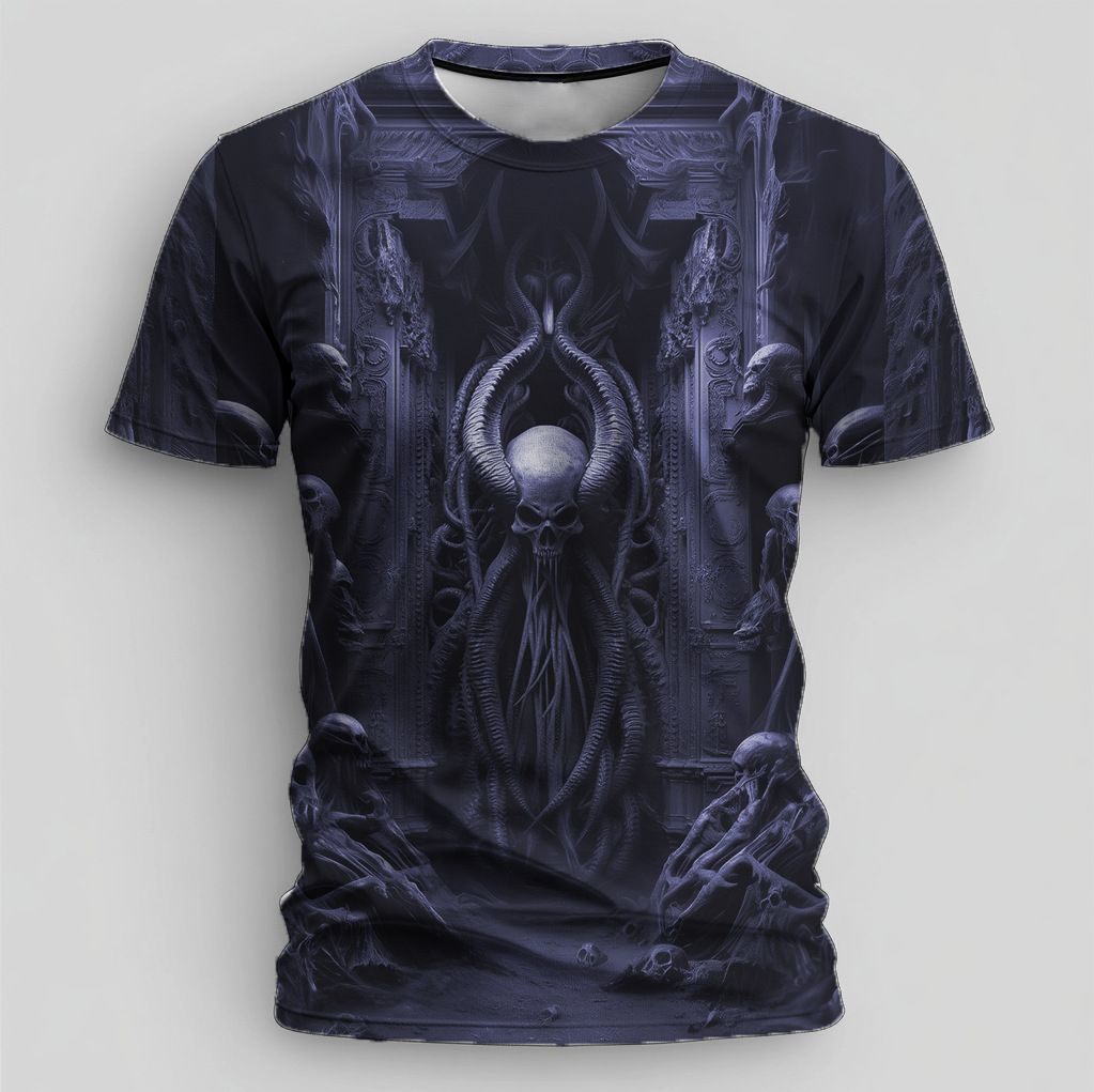 Men's Clothing Men's Skull Monster T Shirt Short Sleeve Outdoor Moisture Wicking Pure Cotton Top_viptrois.com