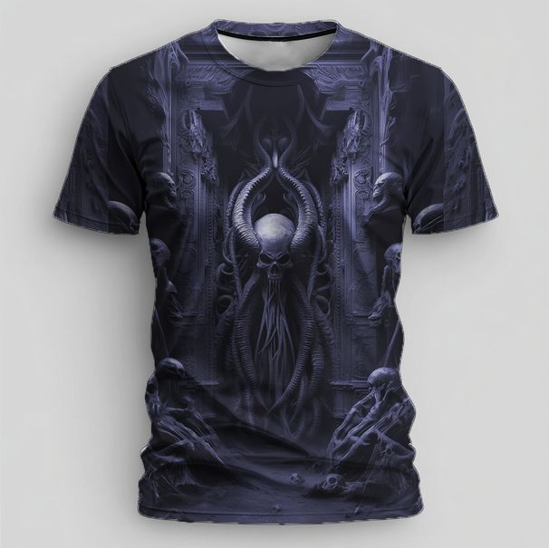 Men's Clothing Men's Skull Monster T Shirt Short Sleeve Outdoor Moisture Wicking Pure Cotton Top_viptrois.com