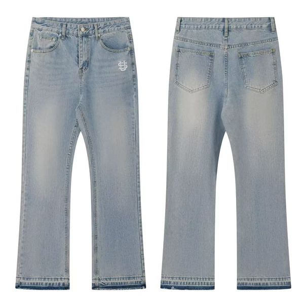 Men's Clothing Casual Straight Leg Jeans, US Embroidered Layered Denim Trousers, Trendy Youth Style For All Seasons._viptrois.com