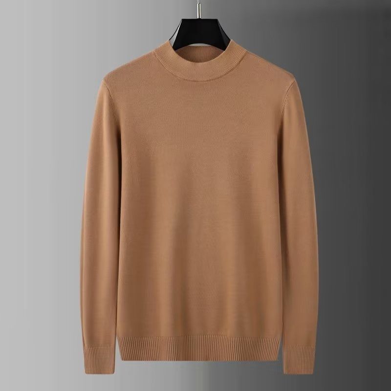 Half High Neck Sweater, Base Knit Sweater, Solid Color Long Sleeved Sweater_viptrois.com