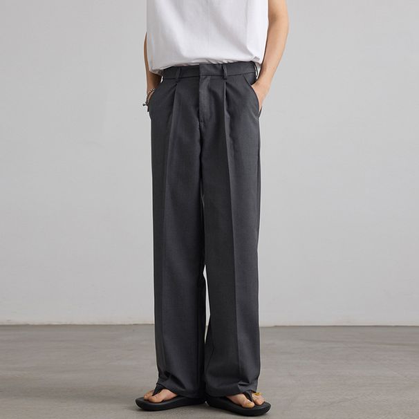 Men's Clothing Trendy Pleated Black Trousers For Men And Women, High End And Versatile Loose Drape Casual Trousers_viptrois.com