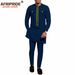 Men's clothing African ethnic solid color cotton men's casual jacket + pants_viptrois.com
