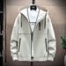 Korean Style Oversized Hooded Jacket For Men – Lightweight Breathable Windbreaker With Zipper Pockets (Black/Khaki/Cream)_viptrois.com