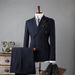 Men's Clothing Double-Breasted Striped Suit Set - Slim Fit Wedding, Business & Interview Formal Suit With Vest Options (Navy/Black/Smoke Grey)_viptrois.com