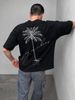 Men's Summer Casual Fashion Short Sleeve T Shirt "Minimalist Palm Tree" Summer Vacation Style Black And White Two Tone Short Sleeve T Shirt_viptrois.com