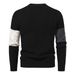 Men's Color-Block Crewneck Sweater – Soft Cotton Blend Knit Pullover For Autumn (Charcoal/Beige/Black) – Relaxed Fit Casual Daily Wear (M-XXXL)_viptrois.com