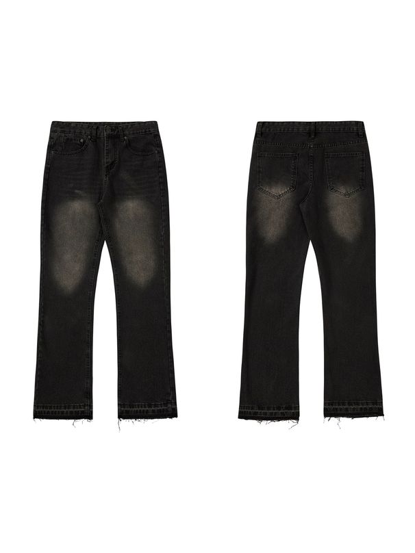 American Smoke Gray Fringed 507 Version Retro Y2k Street Casual Cement Gray Trousers Cleanfit Jeans_viptrois.com