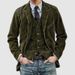 Men's Corduroy Blazer Jacket - Relaxed Fit Casual Suit Coat With Notch Lapel Single Breasted Two-Button Closure Durable & Stylish For Work & Leisure_viptrois.com