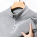 Men's Clothing New Autumn and Winter Men's Velvet Half Zip Pullover Sweater Trendy Simple Handsome Half High Collar Long Sleeved Sweater_viptrois.com