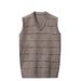 Men's Slim Fit Knit Vest For Autumn Winter - Breathable Polyester Sleeveless Pullover With V-Neck - Solid/Striped/Checkered Patterns_viptrois.com