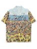 Men's Clothing European Size Trendy Brand Niche Korean Hip Hop Short Sleeved Printed Shirt Men's Beach Loose Casual Couple Shirt Women_viptrois.com
