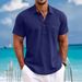 Men's Clothing European And American Men's Casual Button Decoration Lapel Cotton And Linen Short Sleeved Thin Shirt European Size Shirt Men_viptrois.com