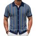 European And American Foreign Trade Men's High-end Short-sleeve Knit New Summer Striped Jacquard Business Polo Shirt,_viptrois.com