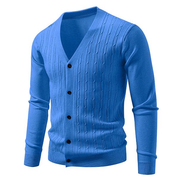 Men's Clothing Men's V Neck Twisted Single Breasted Sweater Knitted Sweater Large Size Fashion Casual Cardigan Jacket_viptrois.com
