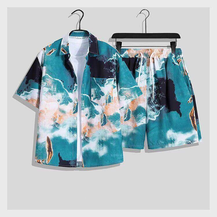 Men's Clothing Retro All Over Print Floral Shirt Loose Casual Trendy Brand Cool Unisex Couple Set_viptrois.com