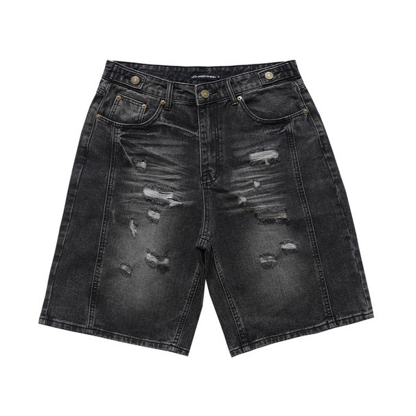 American Style Trendy Brand Men's Denim Shorts Summer Ripped Frayed Washed Straight Loose Fit National Trend_viptrois.com