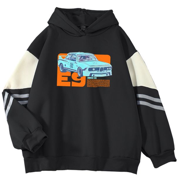 American Style Color Block For Men, Loose Fit, Niche Letter Print Pullover, Cool Outerwear Sweatshirt_viptrois.com