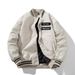 Men's Clothing American Retro Motorcycle Baseball Jacket Men's Embroidered Couple Tweed And PU Leather Jacket Plus Cotton And Thick Coat Trendy_viptrois.com