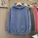 Old Washed Hooded Sweatshirt For Men With Dropped Shoulders And Thick Solid Color Hoodie_viptrois.com