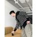 Unisex Striped Button-Up Knit Cardigan - Oversized Casual Long Sleeve Open Front Sweater For Men & Women_viptrois.com