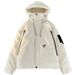 700FP Unisex Hooded Down Jacket – 90% White Duck Fill, Oversized Fit, Winter-Ready (Black/Yellow/Cream, M-3XL)_viptrois.com
