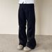 Unisex Pleated Cargo Pants High Waist Straight Leg Cleanfit Style Washed Cotton Elastic Trousers For Men Women_viptrois.com