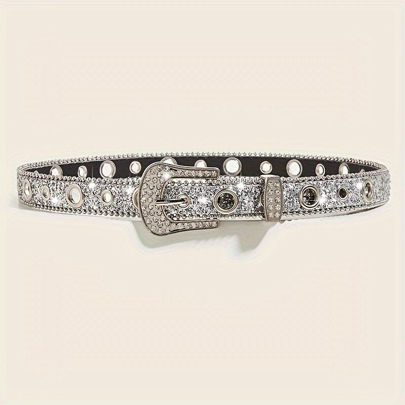 Rhinestone Belt For Women, Ins Style, Decorative, Fashionable, Personalized, Sequin Full Diamond Inlaid, Jeans, Western_viptrois.com