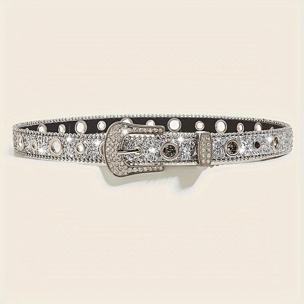 Rhinestone Belt For Women, Ins Style, Decorative, Fashionable, Personalized, Sequin Full Diamond Inlaid, Jeans, Western_viptrois.com