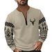 2024 American High Street Half-Zip Pullover Stand Collar Loose Casual Printed Men's Sweatshirt_viptrois.com