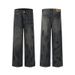 Men's Clothing Ink Graffiti Loose Jeans Couple Casual Pants Cleanfit_viptrois.com
