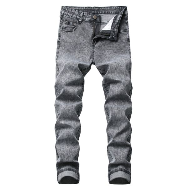 Men's Straight Stretch Jeans - Classic Comfort Fit Denim Pants For Casual Wear, Mid-Rise Waist, Washed Finish (28-42, Multiple Colors)_viptrois.com