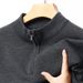 Men's Clothing New Autumn and Winter Men's Velvet Half Zip Pullover Sweater Trendy Simple Handsome Half High Collar Long Sleeved Sweater_viptrois.com