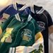 Men's Embroidered Baseball Jacket – Streetwear Unisex Varsity Style With Contrast Sleeves (M-2XL, Black/Green/Navy)_viptrois.com