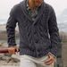 Men's Diamond Knit Cardigan Slim Fit Sweater - Long Sleeve Turn-Down Collar Pullover For Autumn/Winter - Acrylic Blend Warm Casual & Business Casual_viptrois.com