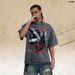 American-style Trendy Brand Washed And Distressed Doberman Print Short-sleeve Loose-fit T-shirt For Men_viptrois.com