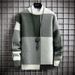 Men's Clothing Autumn And Winter Contrast Color Round Neck Sweater Loose Youth Fashion Pullover Sweater_viptrois.com